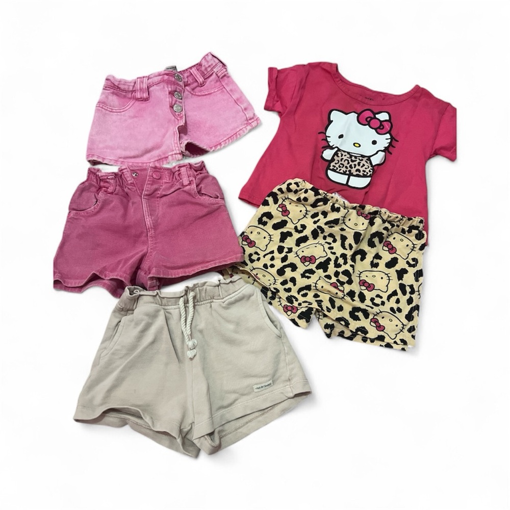 Hello Kitty T-Shirt and Shorts Set and Zara sizes 4,5,6x bundle of 5